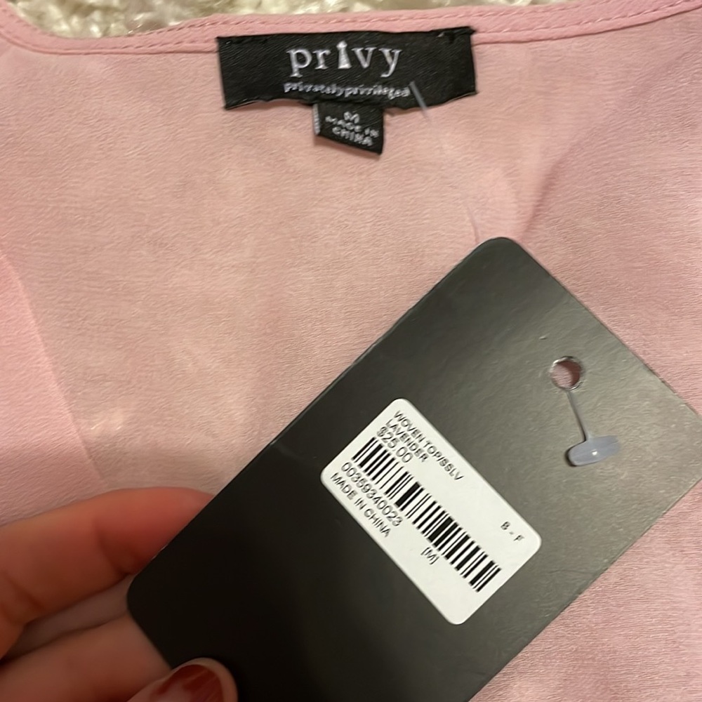 privy Dusty Pink Flutter Sleeve Smocked Waist Blouse - Picture 3 of 3